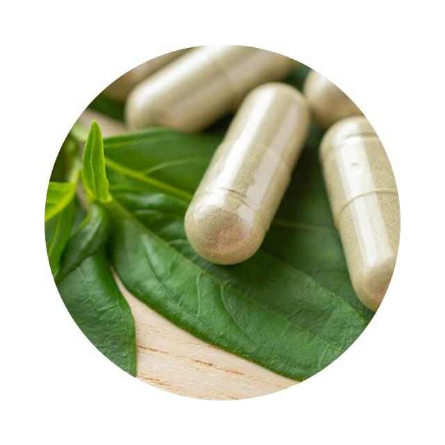 Plant-based veggie capsule detail on minimal background