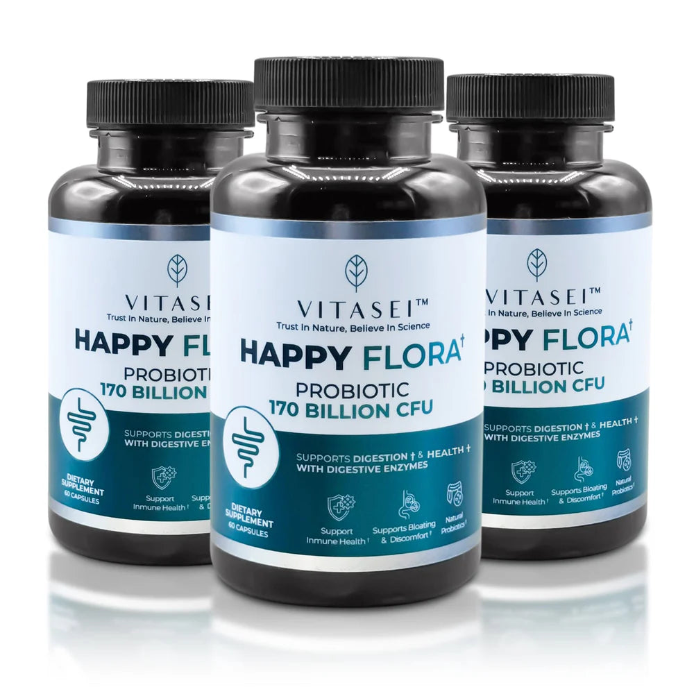 Happy Flora - Suplemento Probiótico con 170 mil millones de UFC para un Intestino Sano