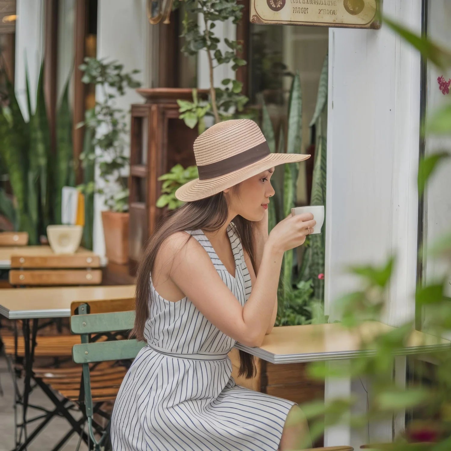 Person applying moisturizing cream while out during the day