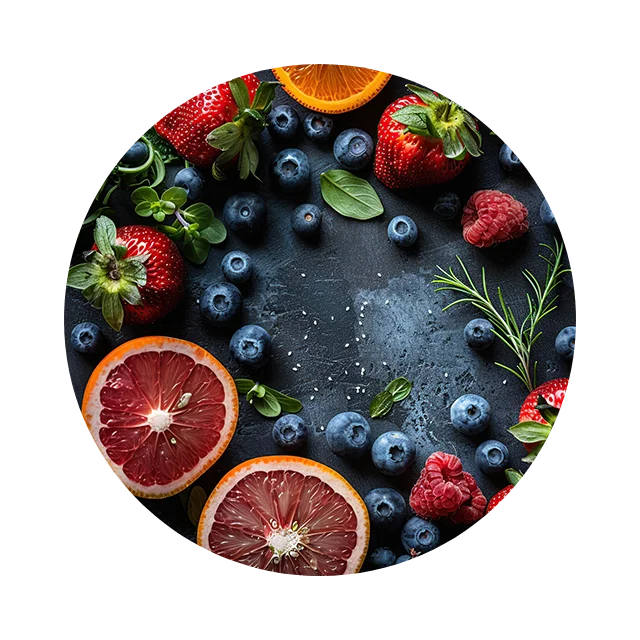 Natural antioxidant ingredients representing cellular protection and oxidative defense.