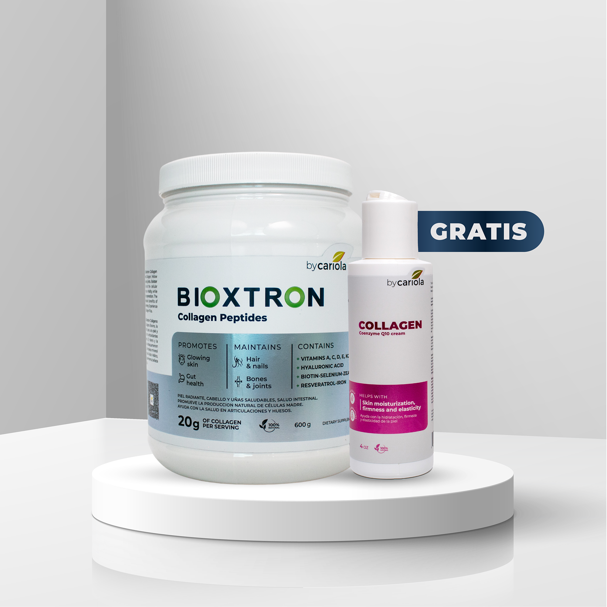 Pack Rejuvenecedor | Bioxtron Péptidos de Colágeno + Crema Colágeno Coenzima Q10