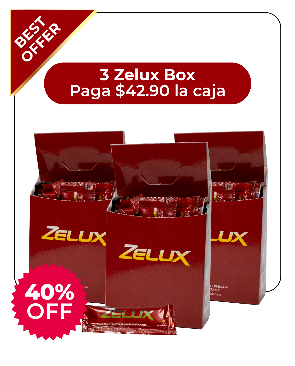 Zelux | Box with 8 Sachets x3 | Energy To Go