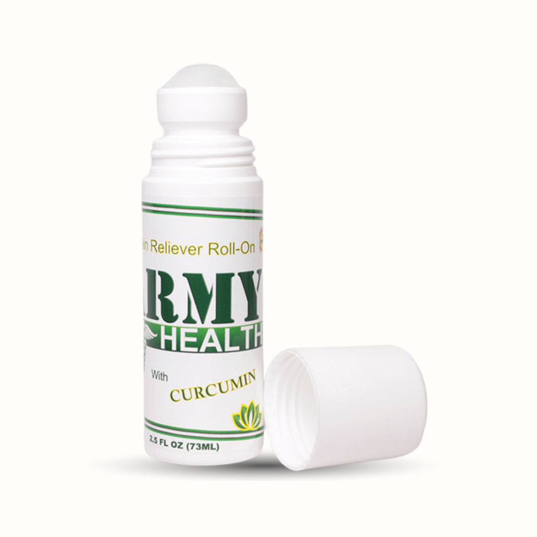 Army Health Pain Reliever Roll-On with Curcumin – Natural topical relief for muscle and joint pain (73ml)