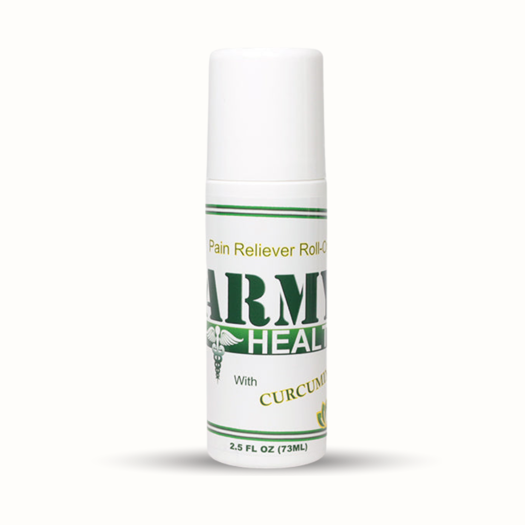 Army Health Pain Reliever Roll-On with Curcumin – Natural topical relief for muscle and joint pain (73ml)