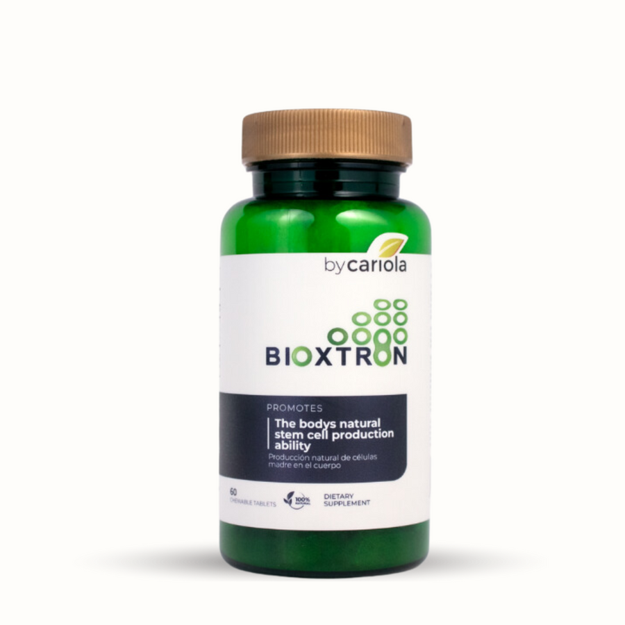Bioxtron Chewable Tablets – 60 chewable dietary supplement tablets in green bottle.