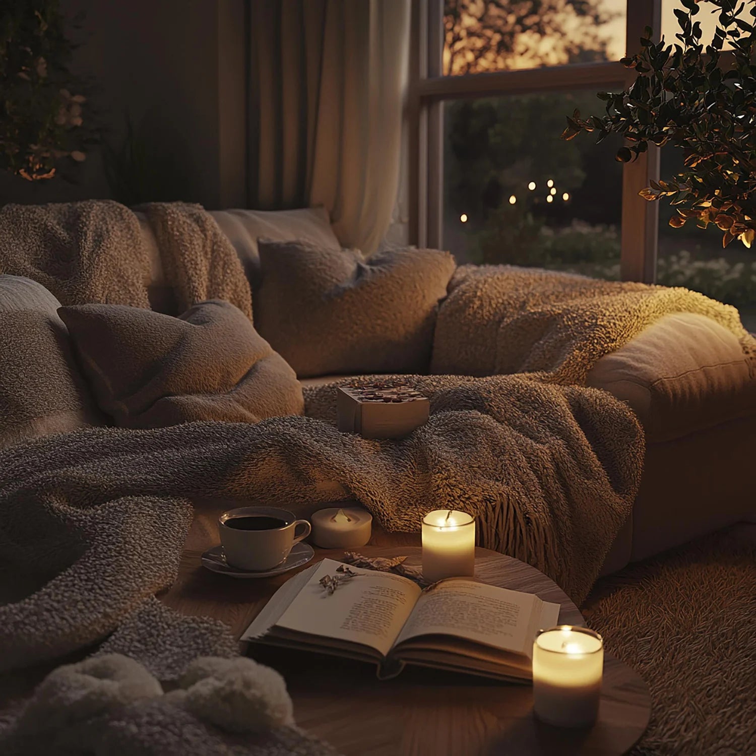 Evening collagen routine with warm herbal tea