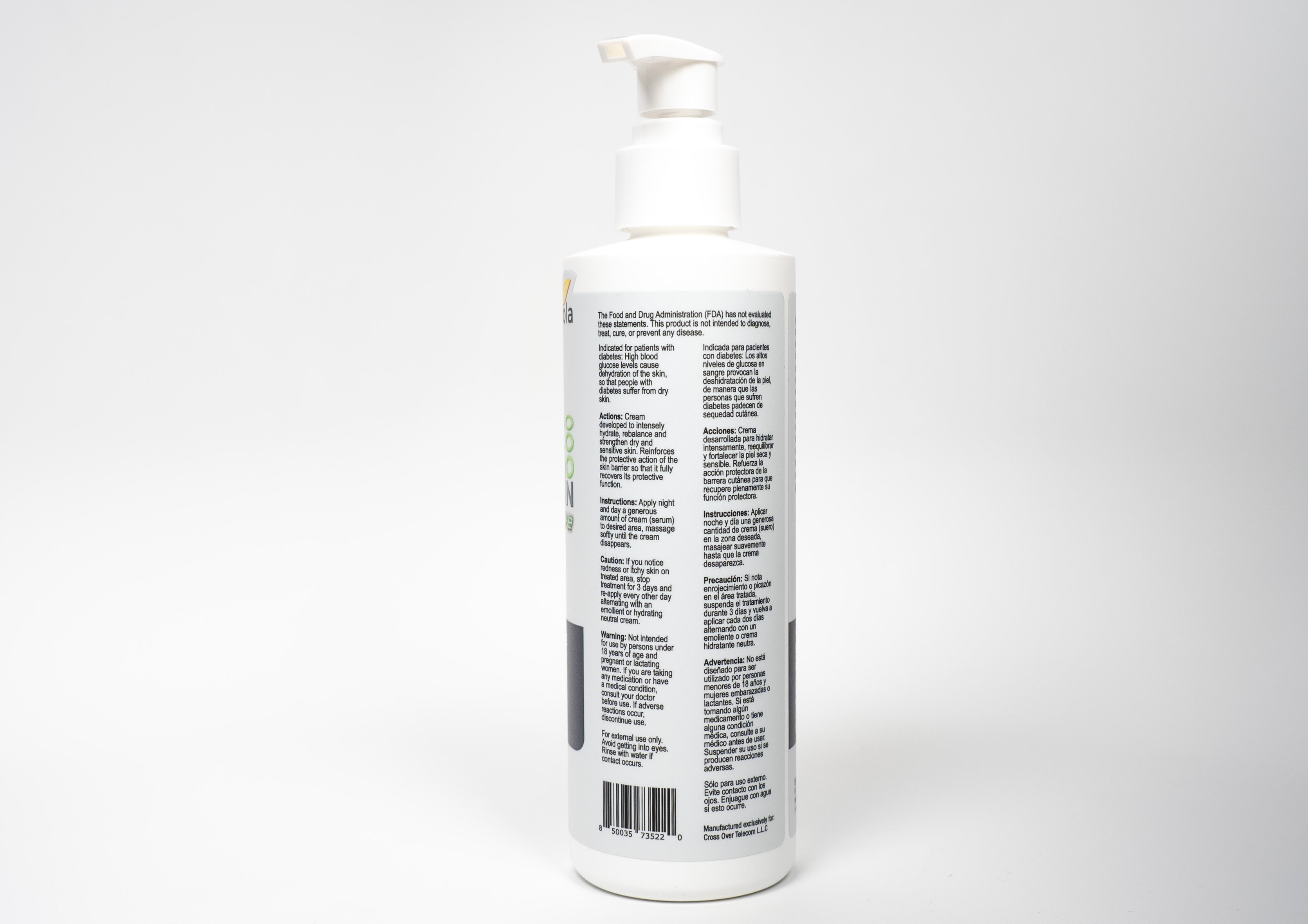 Back label Bioxtron Moisturizing Cream for Diabetic’s Skin with instructions