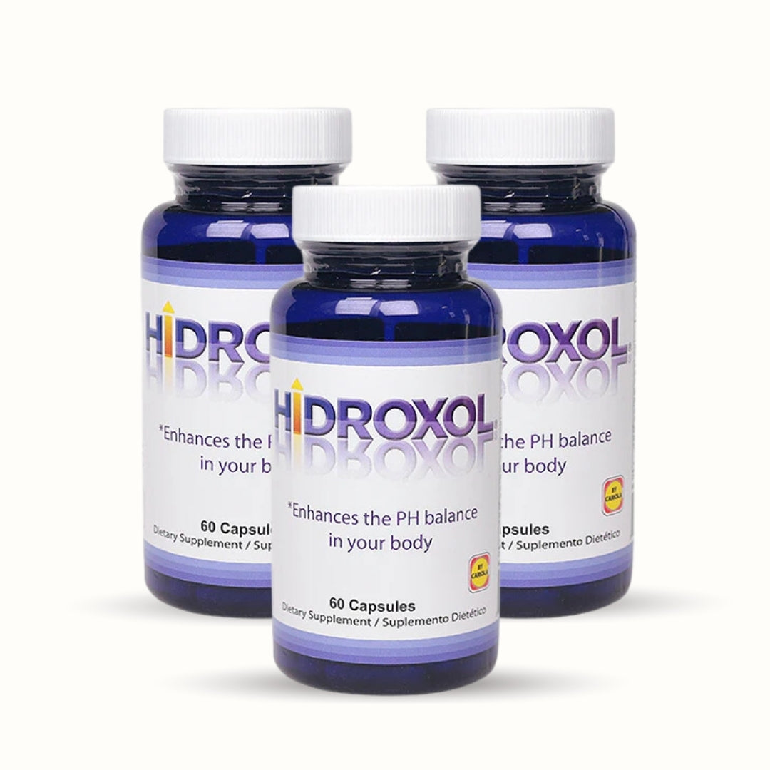 Bundle of three bottles of Hidroxol Capsules 60 count, dietary supplement for balance and wellness.