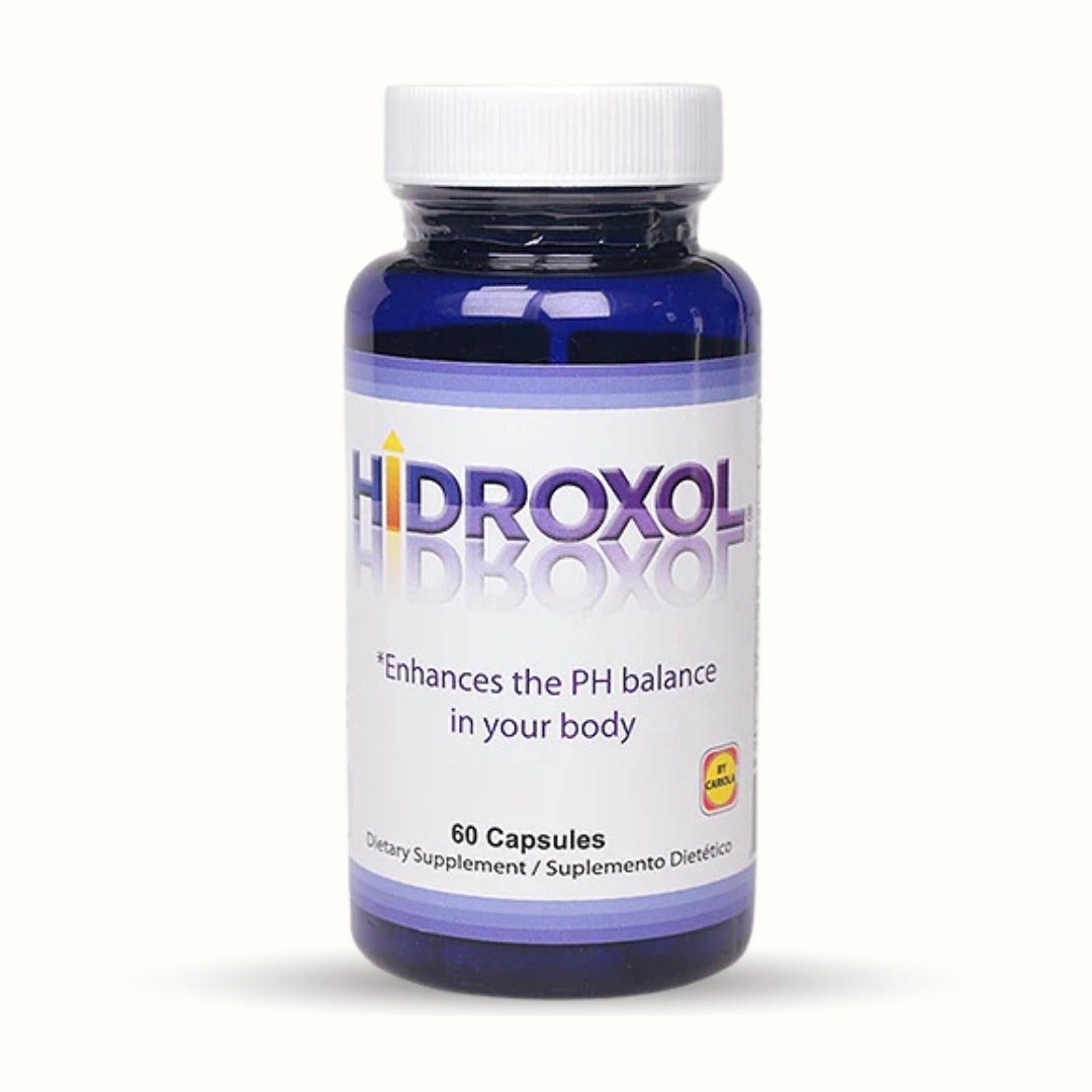 Hidroxol Capsules 60 count bottle, natural supplement for pH balance and overall health.