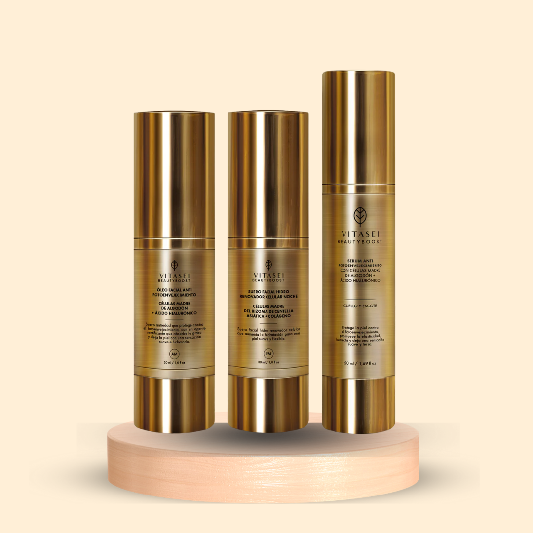 Daytime (AM) and Nighttime (PM) Facial, Neck & Décolleté Rejuvenating Serums with Stem Cells