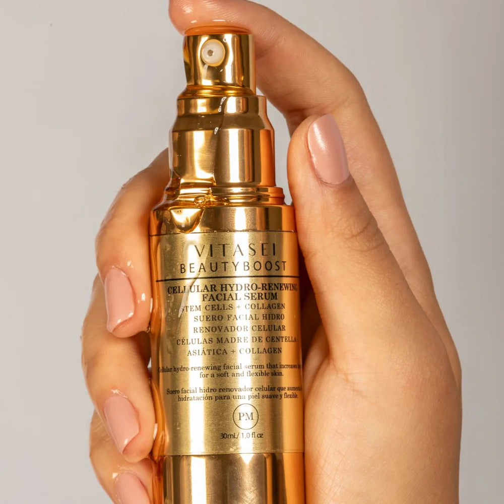 Daytime (AM) and Nighttime (PM) Facial, Neck & Décolleté Rejuvenating Serums with Stem Cells