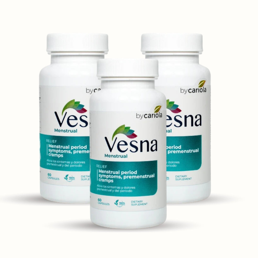 Vesna Menstrual Relief 3-pack bottles – women’s health supplement for menstrual comfort and cycle support
