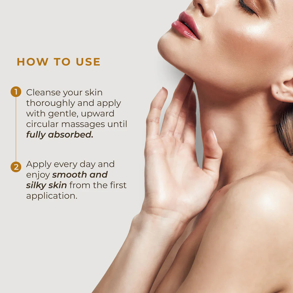 How to use: cleanse and massage upwards until fully absorbed