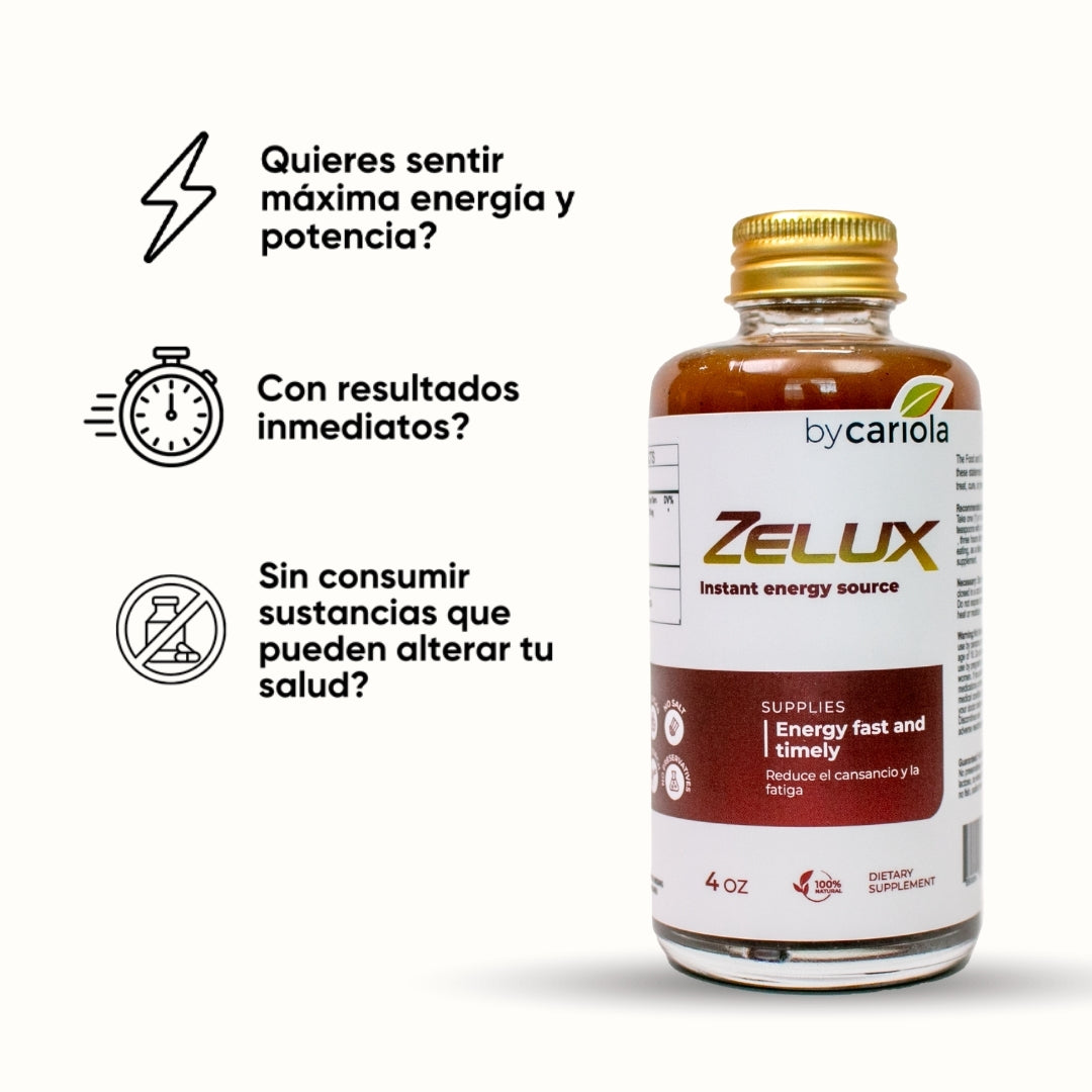 Zelux Instant Energy Source 4 oz bottle – natural supplement boosting energy and libido.