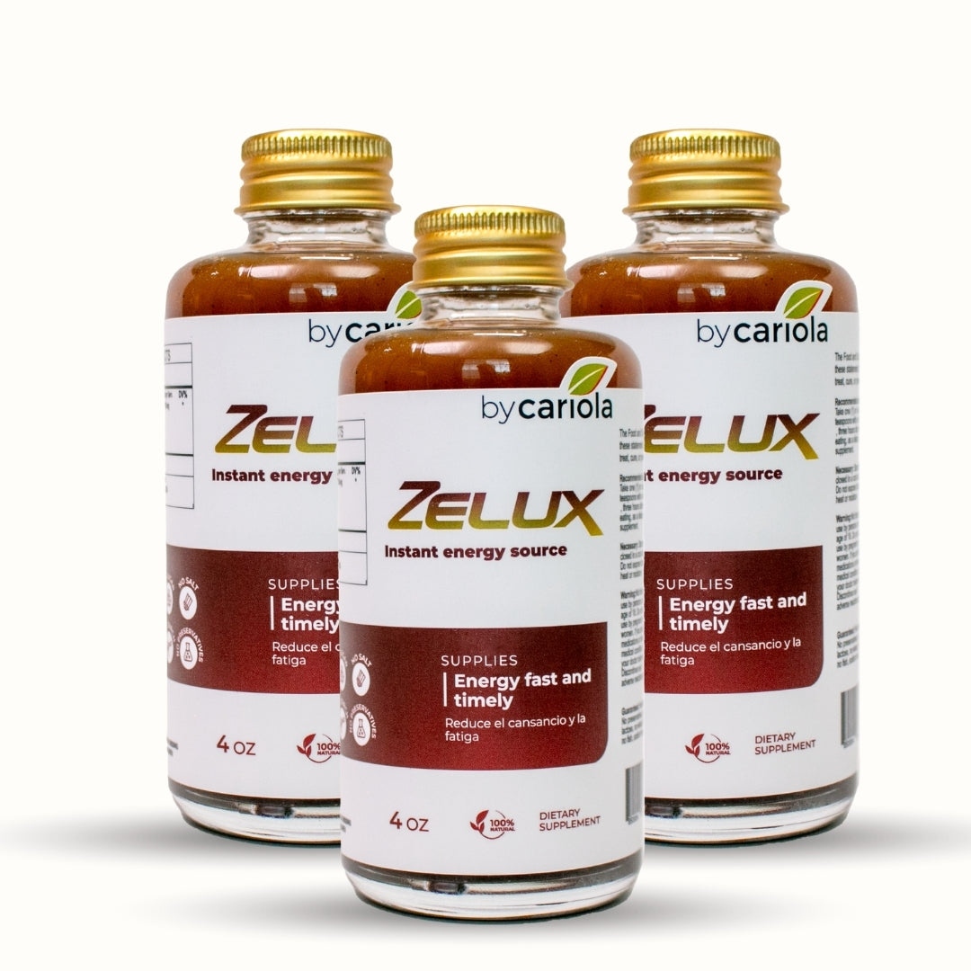 Three bottles of Zelux Instant Energy Source 4 oz, natural energy and libido booster pack.